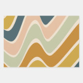 Earthy Boho Abstrakt Wavy Swirt Lines in Pastellfa Geschenkpapier Set (Vorderseite 3)