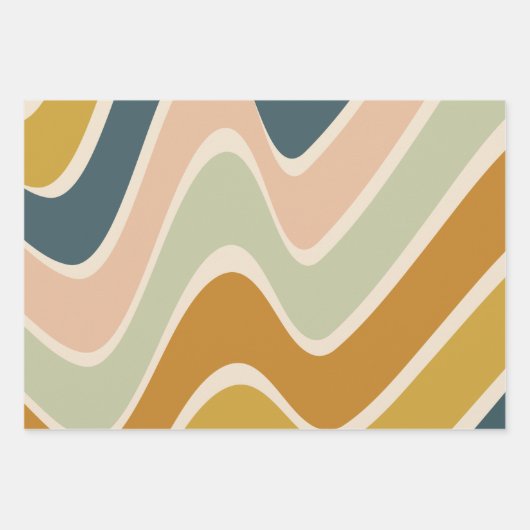 Earthy Boho Abstrakt Wavy Swirt Lines in Pastellfa Geschenkpapier Set (Vorderseite 3)