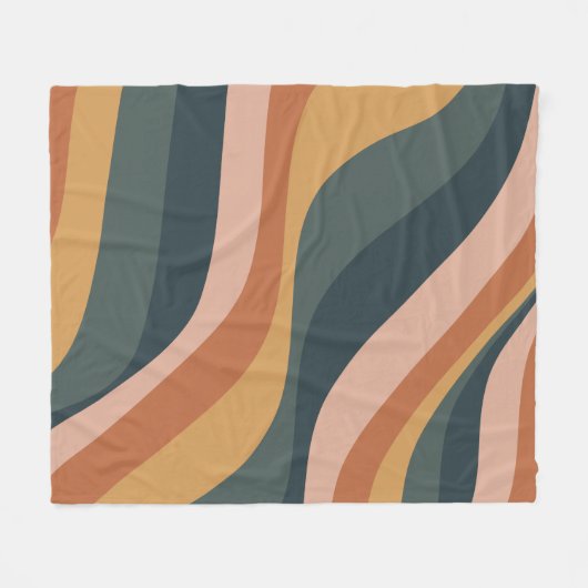 Earthy Boho Abstrakt Wavy Swirt Lines Terracotta Fleecedecke (Vorderseite (Horizontal))