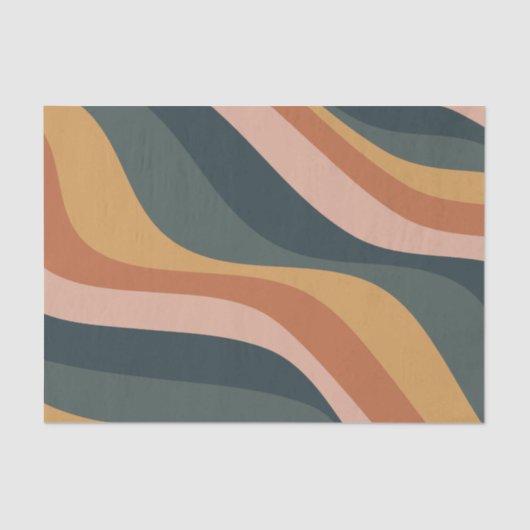 Earthy Boho Abstrakt Wavy Swirt Lines Terracotta Seidenpapier (Vorderseite)
