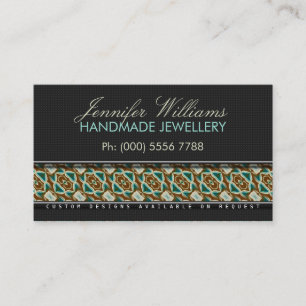 Earthy Boho Batik Juwelier : Black Business Cards Visitenkarte