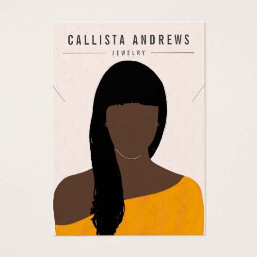 Earthy Boho Black Hair Girl Earring Necklace Card (Vorderseite)