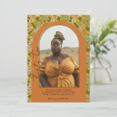 Earthy Boho Botanical Blätter Foto 32. Geburtstag Einladung (Stehend Vorderseite)