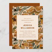 Earthy Boho Botanical Elegant Graduation Party Einladung (Vorne/Hinten)