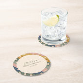 Earthy Boho Chic Vintage Custom Bridal Shower Runder Pappuntersetzer (Vor Ort)