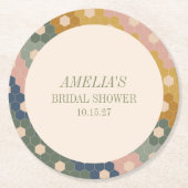 Earthy Boho Chic Vintage Custom Bridal Shower Runder Pappuntersetzer (Vorderseite)