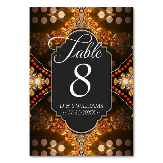 Earthy Boho Gold Wedding Tischnummer Cards (Vorderseite)