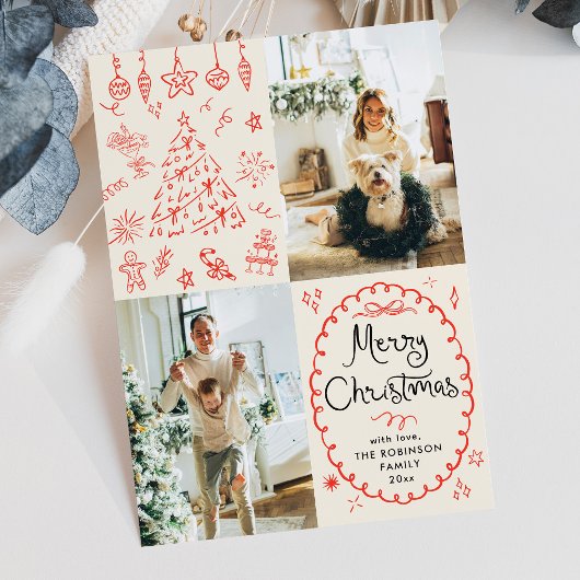 Earthy Boho Hand Drawn Frohe Weihnachten 2 Foto