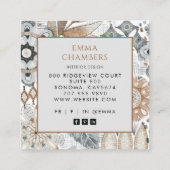 Earthy Boho Interior Designer Quadratische Visitenkarte (Rückseite)