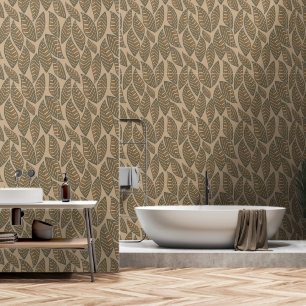 Earthy Boho Leaf Pattern Wallpaper Tapete
