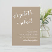 Earthy Boho Minimalistisch Script Calligraphy Wedd Einladung (Stehend Vorderseite)
