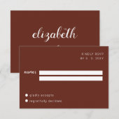 Earthy Boho Minimalistisch Script Calligraphy Wedd RSVP Karte (Vorne/Hinten)