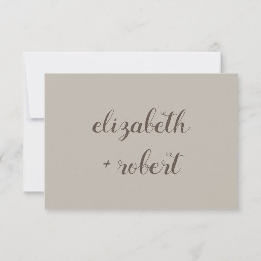 Earthy Boho Minimalistisch Script Calligraphy Wedd RSVP Karte (Rückseite)