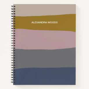 Earthy Boho Moderne Abstrakte Streifen Personalisi Notizblock