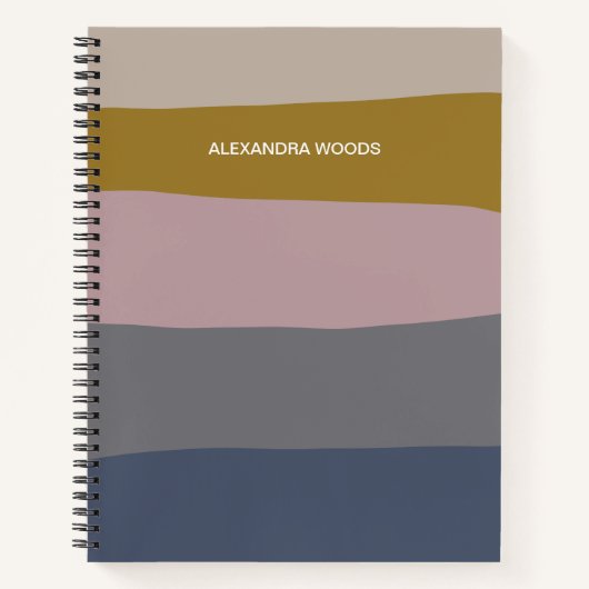 Earthy Boho Moderne Abstrakte Streifen Personalisi Notizblock (Vorderseite)