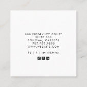 Earthy Boho Quadratische Visitenkarte (Rückseite)