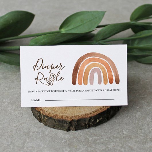 Earthy Boho Rainbow Baby Duwer Diaper Raffle Begleitkarte