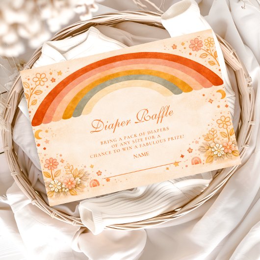 Earthy Boho Rainbow Diapper Raffle Begleitkarte