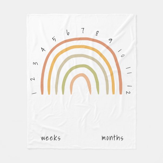 Earthy Boho Rainbow Milestone Big Baby Blanket Fleecedecke (Vorderseite)