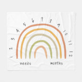 Earthy Boho Rainbow Milestone Fleece Baby Blanket (Vorderseite (Horizontal))
