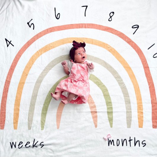 Earthy Boho Rainbow Milestone Fleece Baby Blanket