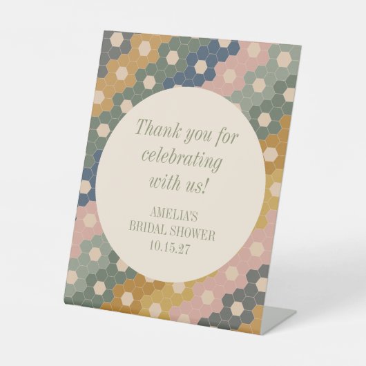 Earthy Boho Vintage Custom Bridal Shower Thank You Sockelschild (Vorderseite)