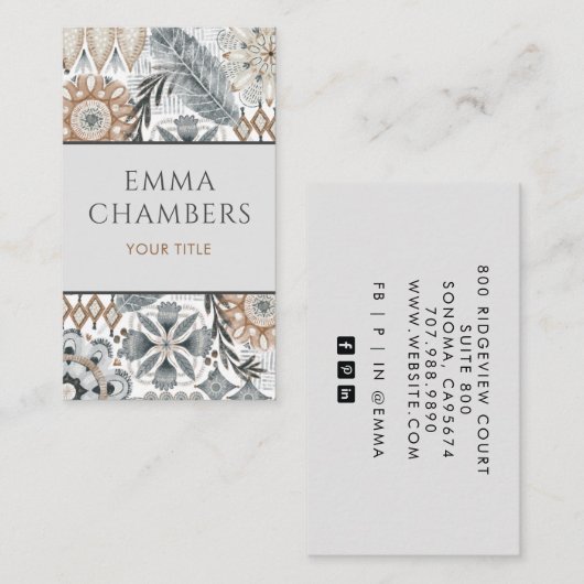 Earthy Boho Visitenkarte (Vorne/Hinten)