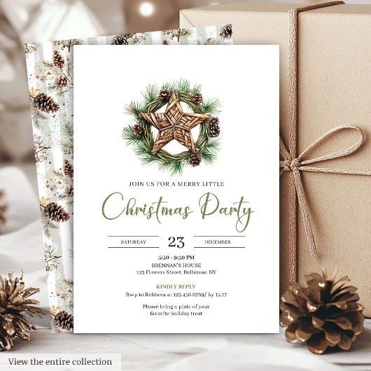 Earthy Boho Watercolor Botanical Christmas Invite Einladung