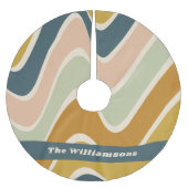 Earthy Boho Wavy Lines Retro Pastels Personalisier Polyester Weihnachtsbaumdecke (Vorderseite)