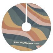 Earthy Boho Wavy Lines Terracotta Personalisiert Polyester Weihnachtsbaumdecke (Vorderseite)