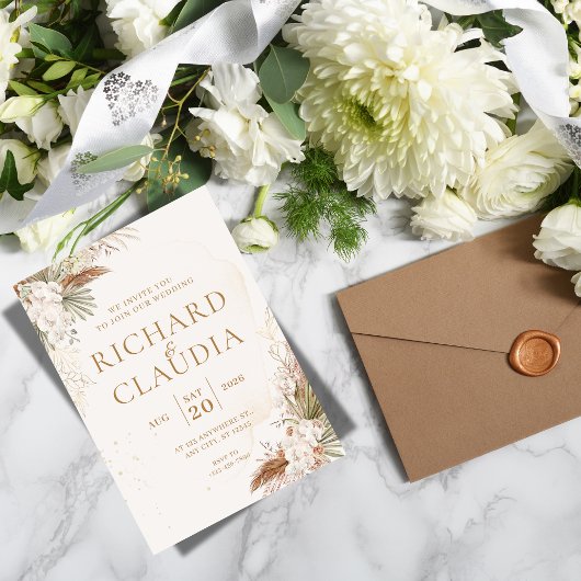 Earthy Botanical Wedding Invitation | Customizable Einladung