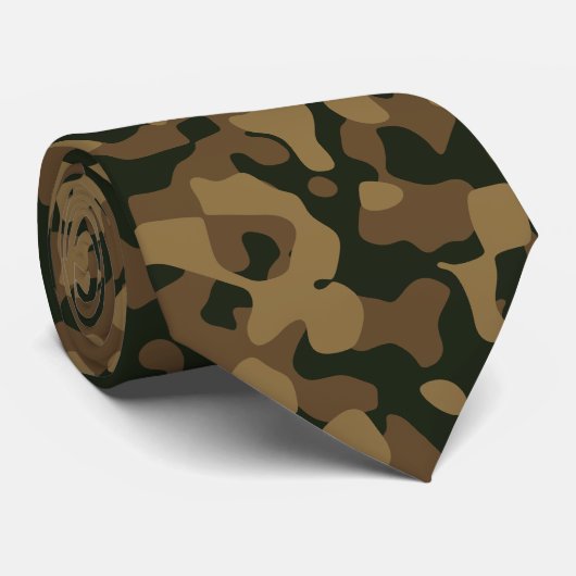 Earthy Brown, Black Camouflage Camouflage Pattern Krawatte (Gerollt)