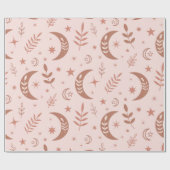 Earthy Brown Boho Moon Pattern Geschenkpapier (Flach)