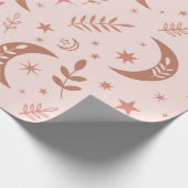 Earthy Brown Boho Moon Pattern Geschenkpapier (Ecke)