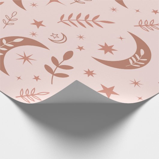 Earthy Brown Boho Moon Pattern Geschenkpapier (Ecke)