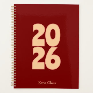 Earthy Brown Bold Writing Year Planner Planer