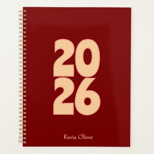 Earthy Brown Bold Writing Year Planner Planer (Vorderseite)