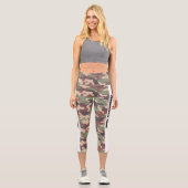 Earthy Brown Camouflage PERSONALIZE Capri Leggings (Vorderseite)