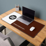 Earthy Brown | Custom Business Logo Name, Slogan Schreibtischunterlage<br><div class="desc">Create your own company workspace branded decoration with our ergonomic earthy dark brown Business Company Logo Desk Mat. This stylish, modern and professional desk mat allows you to personalize your boss, coworker or employee office in a unique way. Add corporate logo, name, profession, website, slogan, social media or any personalized...</div>