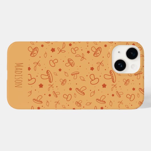 Earthy Brown Fall Mushroom Pattern Case-Mate iPhone Hülle (Rückseite (Horizontal))