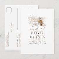 Earthy Brown Floral Boho Exotic Save the Date