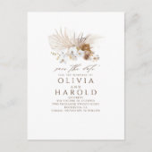 Earthy Brown Floral Boho Exotic Save the Date Ankündigungspostkarte (Vorderseite)