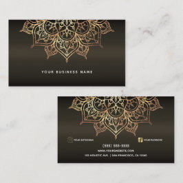 Earthy Brown & Gold Mandala Holistic Wellness-Cent Visitenkarte