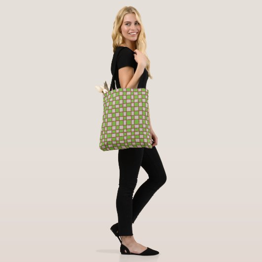 Earthy Brown Green Checkered Checkerboard-Muster Tasche (Am Model)