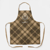 Earthy Brown Kariert Monogram Name Schürze (Vorderseite)