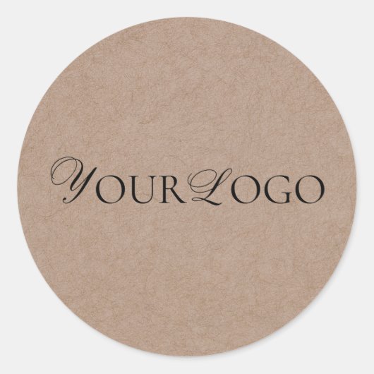 Earthy Brown Kraft & Custom Long Business Logo Runder Aufkleber (Vorderseite)
