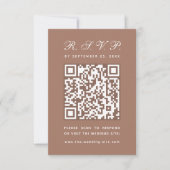 Earthy Brown QR Code Simple Calligraphy Wedding RSVP Karte (Vorderseite)