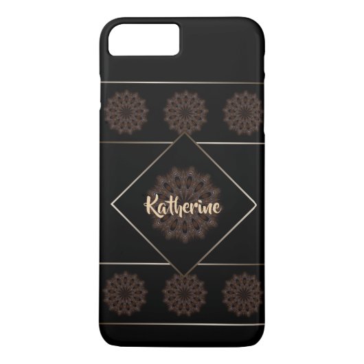 Earthy Brown Rustic Mandala Monogram Case-Mate iPhone Hülle (Rückseite)