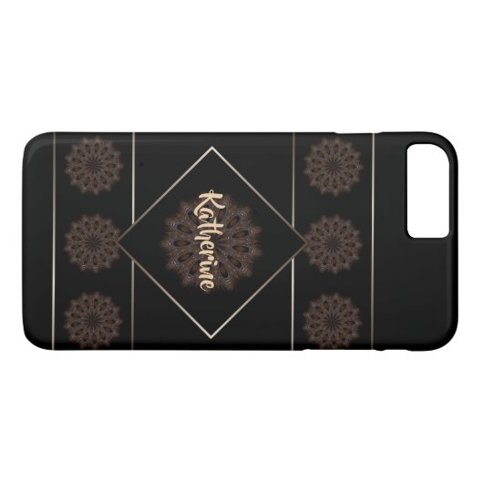 Earthy Brown Rustic Mandala Monogram Case-Mate iPhone Hülle (Rückseite (Horizontal))