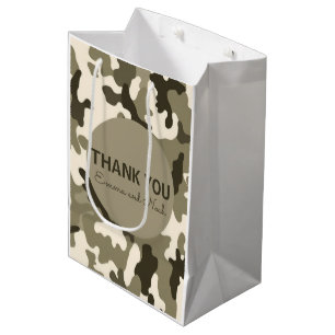 Earthy Brown & Tan Camouflage Danke Mittlere Geschenktüte
